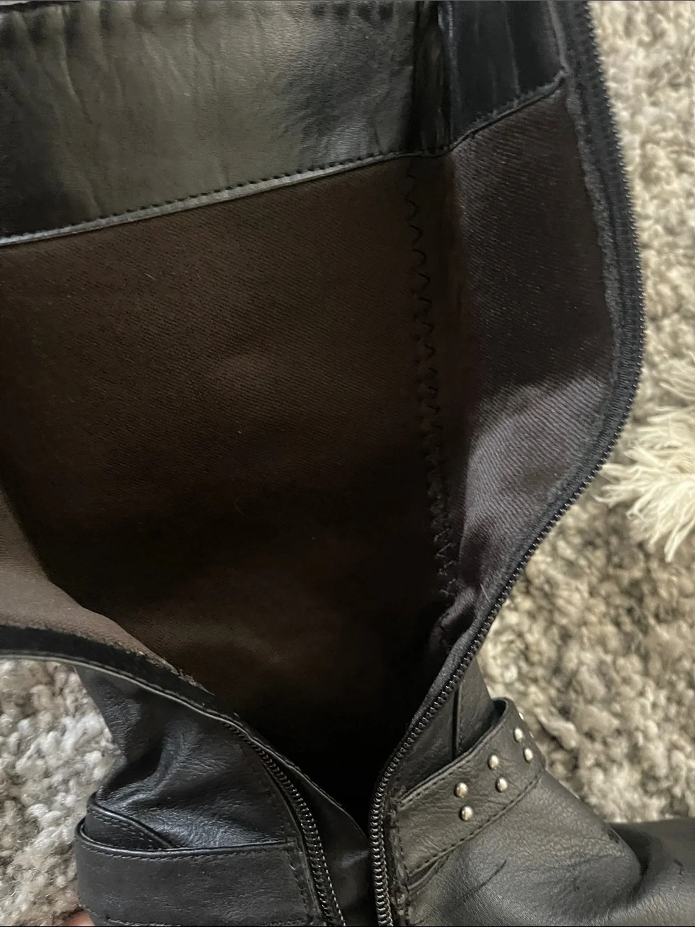 Michael Kors Black Faux Leather Mid-Calf Studded Harness Boots with MK Logo